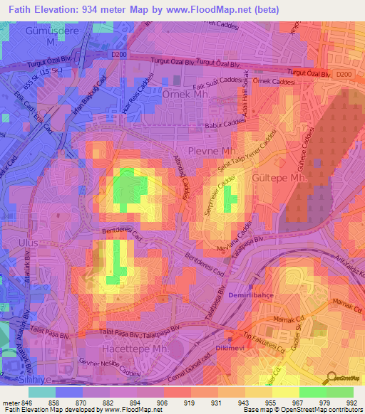 Fatih,Turkey Elevation Map