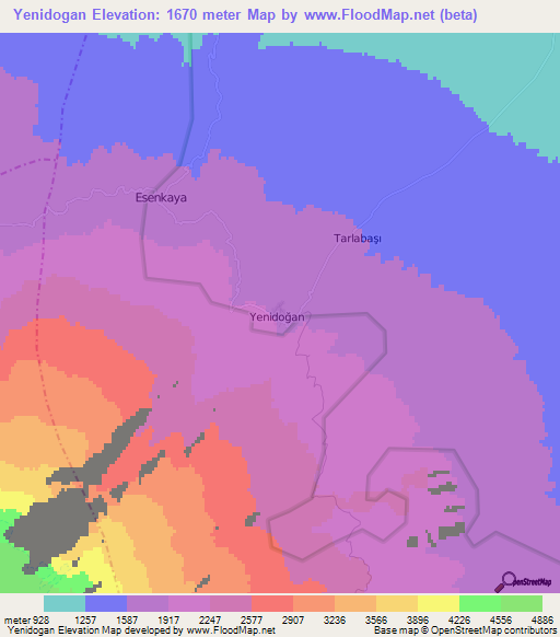 Yenidogan,Turkey Elevation Map