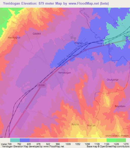 Yenidogan,Turkey Elevation Map