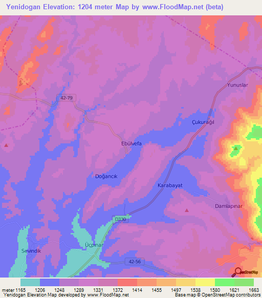 Yenidogan,Turkey Elevation Map