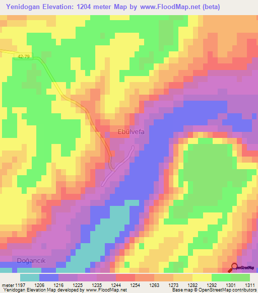 Yenidogan,Turkey Elevation Map