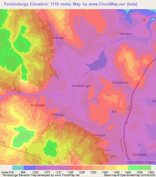 Yenidodurga,Turkey Elevation Map