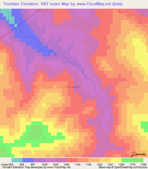 Yenidam,Turkey Elevation Map