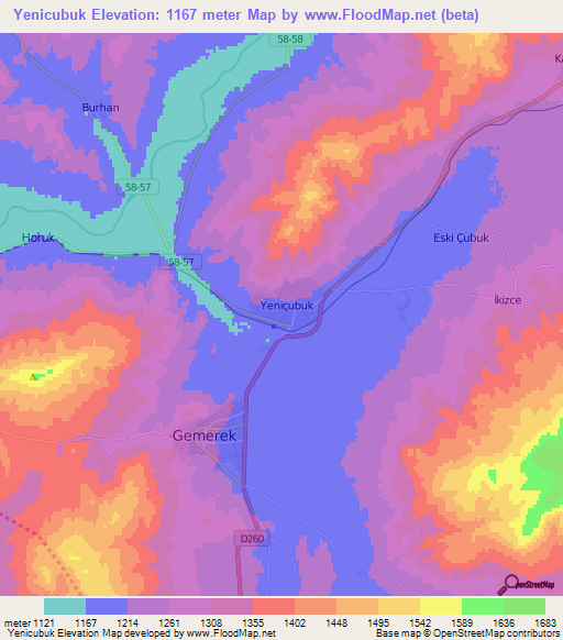 Yenicubuk,Turkey Elevation Map