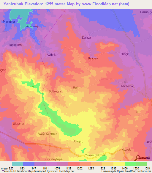 Yenicubuk,Turkey Elevation Map