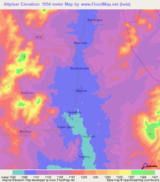 Altpinar,Turkey Elevation Map