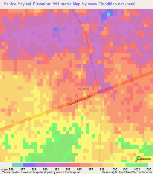 Yenice Yaylasi,Turkey Elevation Map