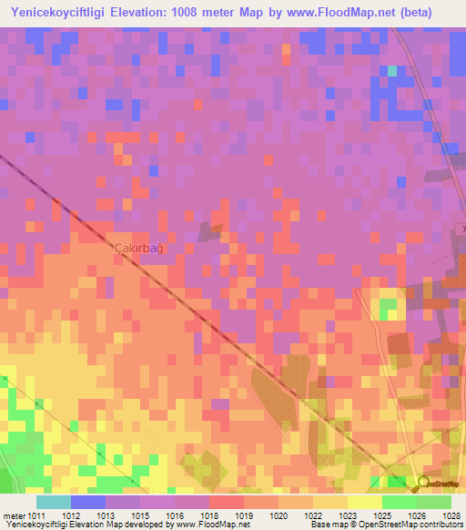 Yenicekoyciftligi,Turkey Elevation Map