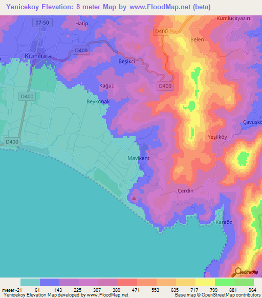 Yenicekoy,Turkey Elevation Map