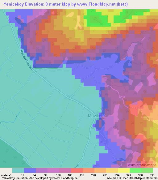 Yenicekoy,Turkey Elevation Map