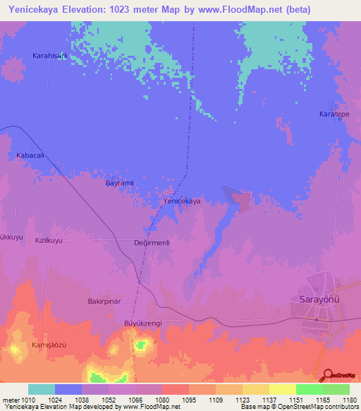 Yenicekaya,Turkey Elevation Map