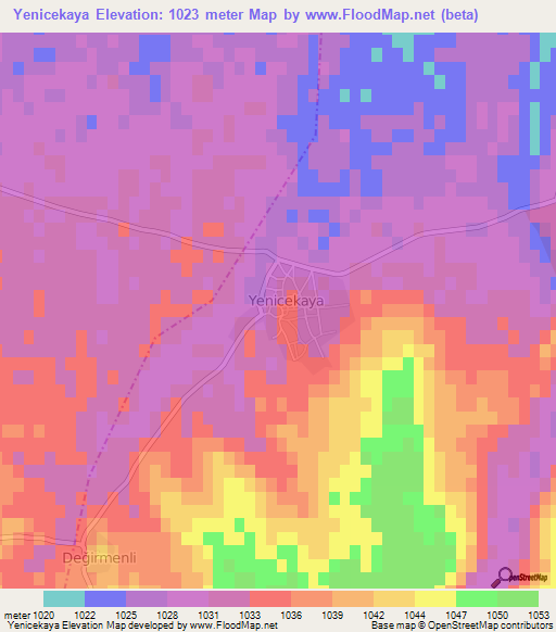 Yenicekaya,Turkey Elevation Map