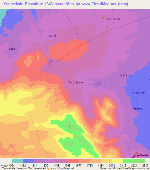 Yenicekale,Turkey Elevation Map