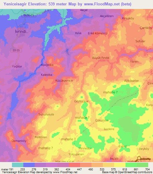 Yeniceisagir,Turkey Elevation Map