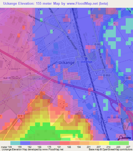 Uckange,France Elevation Map