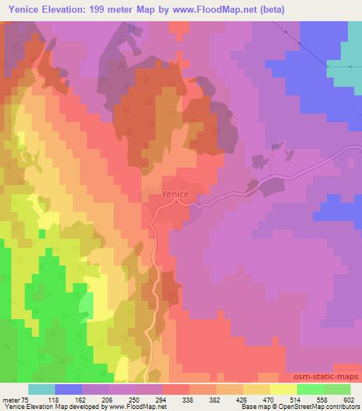 Yenice,Turkey Elevation Map