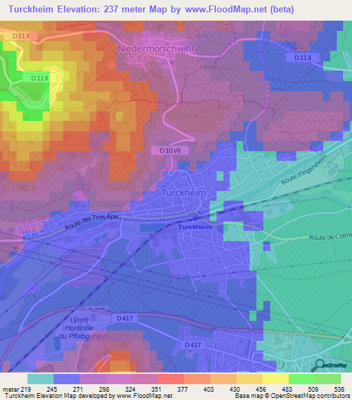 Turckheim,France Elevation Map