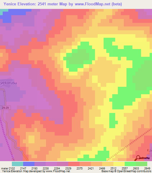 Yenice,Turkey Elevation Map