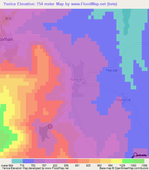 Yenice,Turkey Elevation Map