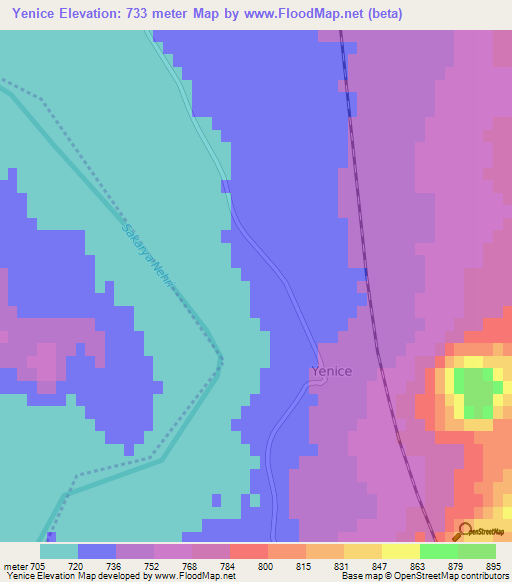 Yenice,Turkey Elevation Map