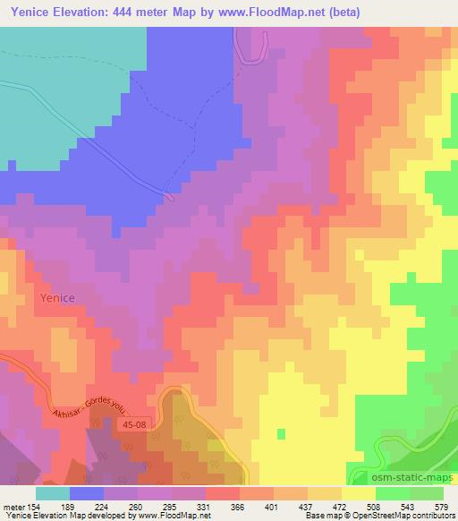 Yenice,Turkey Elevation Map