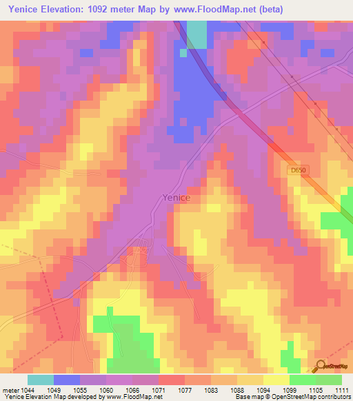 Yenice,Turkey Elevation Map