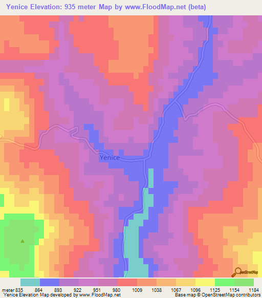 Yenice,Turkey Elevation Map