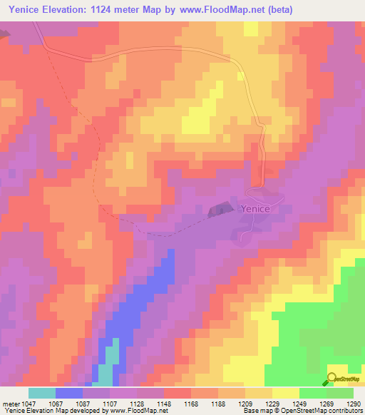 Yenice,Turkey Elevation Map