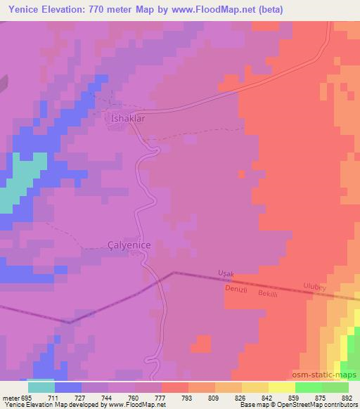 Yenice,Turkey Elevation Map