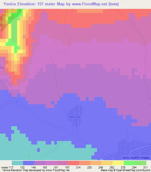 Yenice,Turkey Elevation Map