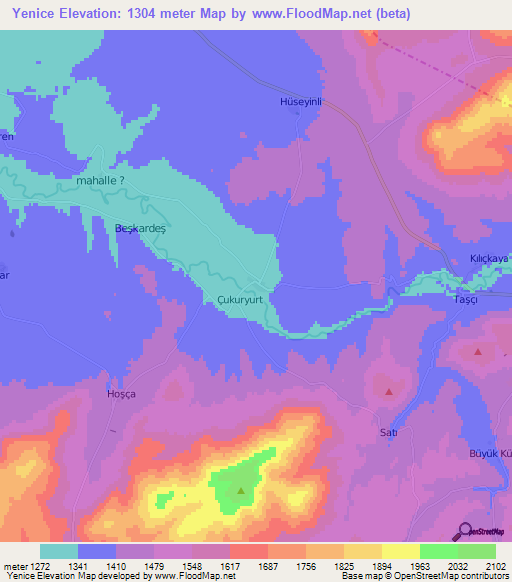 Yenice,Turkey Elevation Map