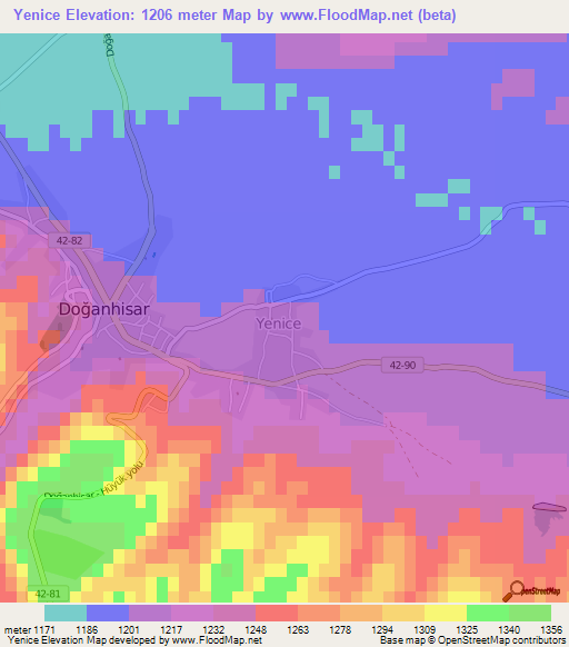 Yenice,Turkey Elevation Map