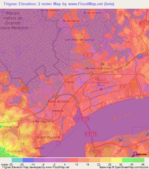 Trignac,France Elevation Map