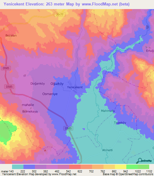 Yenicekent,Turkey Elevation Map