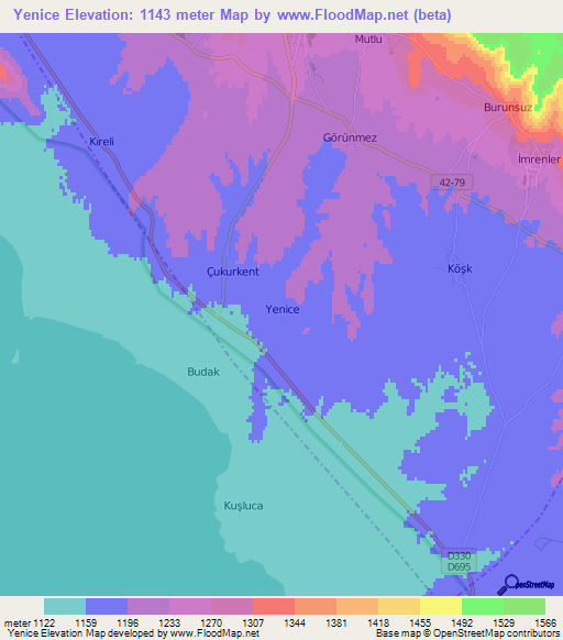 Yenice,Turkey Elevation Map