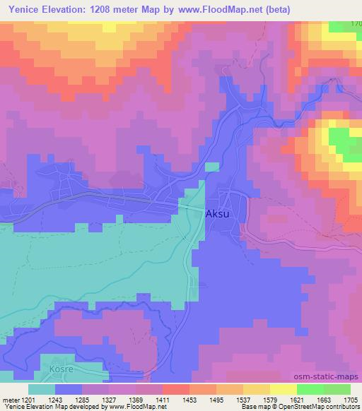 Yenice,Turkey Elevation Map