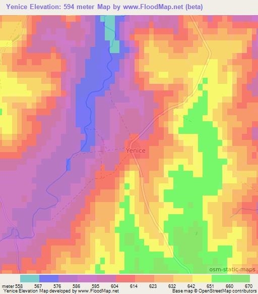 Yenice,Turkey Elevation Map