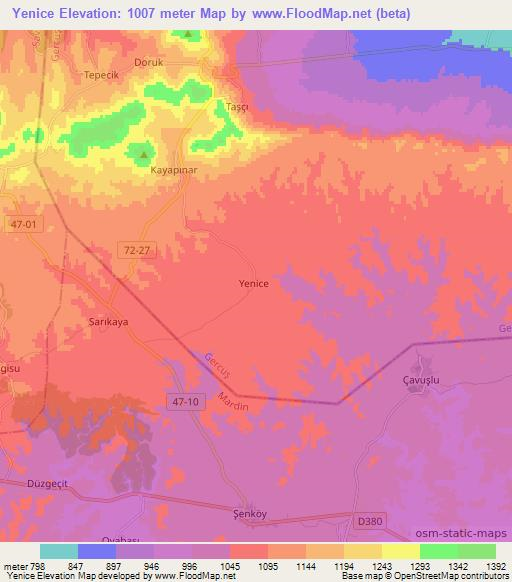 Yenice,Turkey Elevation Map