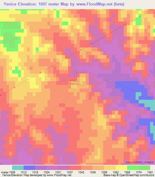 Yenice,Turkey Elevation Map