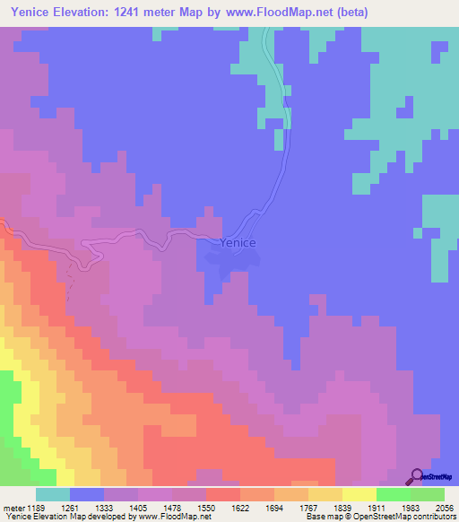 Yenice,Turkey Elevation Map