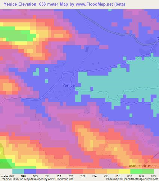 Yenice,Turkey Elevation Map