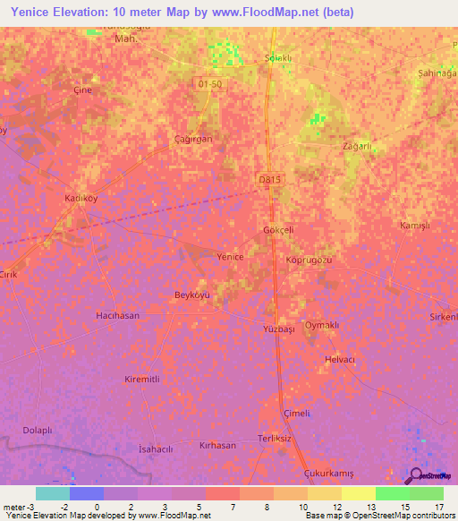 Yenice,Turkey Elevation Map