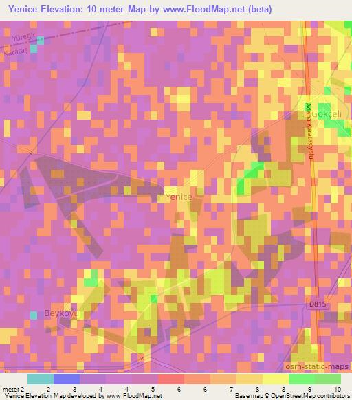 Yenice,Turkey Elevation Map