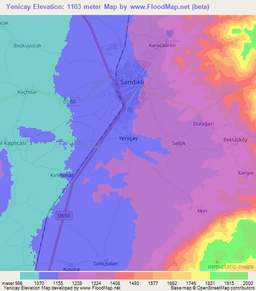 Yenicay,Turkey Elevation Map