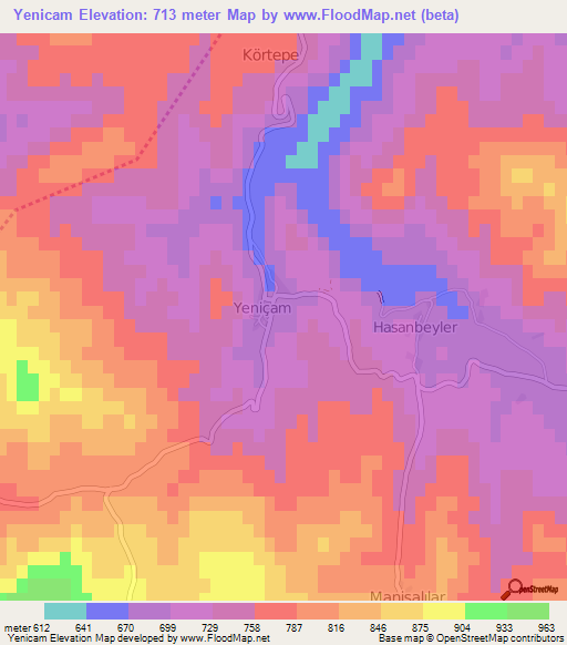 Yenicam,Turkey Elevation Map