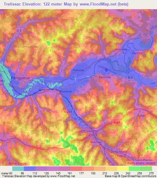 Trelissac,France Elevation Map