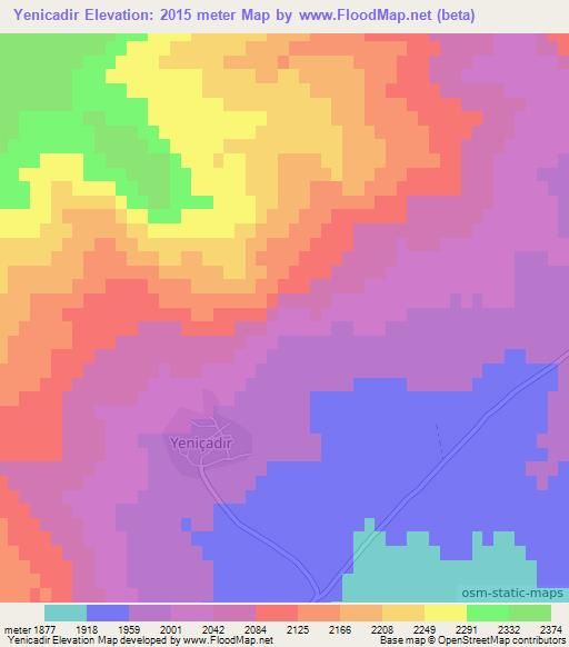 Yenicadir,Turkey Elevation Map