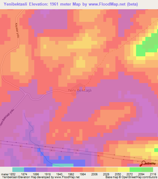 Yenibektasli,Turkey Elevation Map