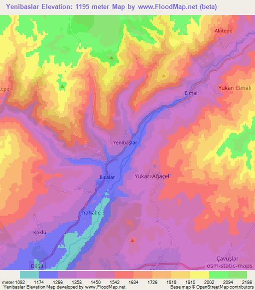 Yenibaslar,Turkey Elevation Map