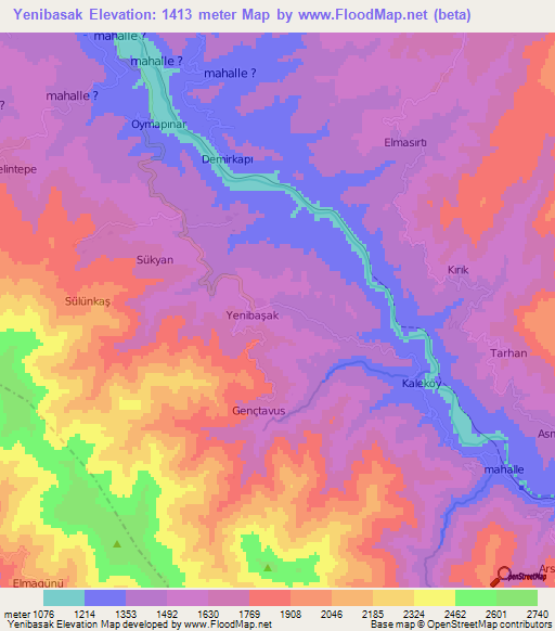 Yenibasak,Turkey Elevation Map